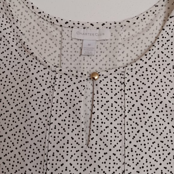 Women's Charter Club Black and White Poka Dot Peated in the Center Tunic Size M - Picture 4 of 9